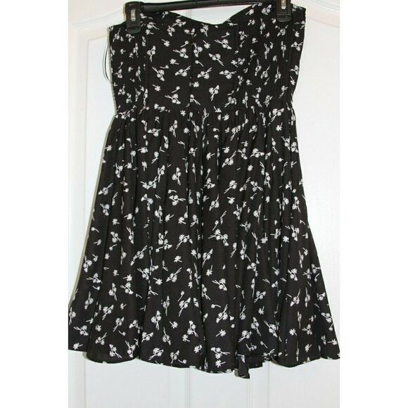 Greylin Dress Strapless Floral Boho Black White Flare Womens Size XS - Picture 3 of 5
